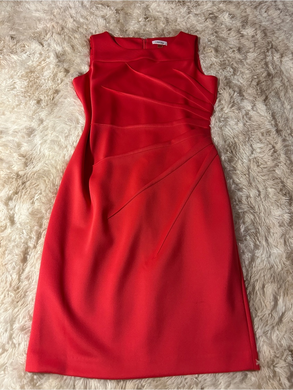 Calvin Klein Pink Sleeveless Sheath Dress with Sculpted Seams